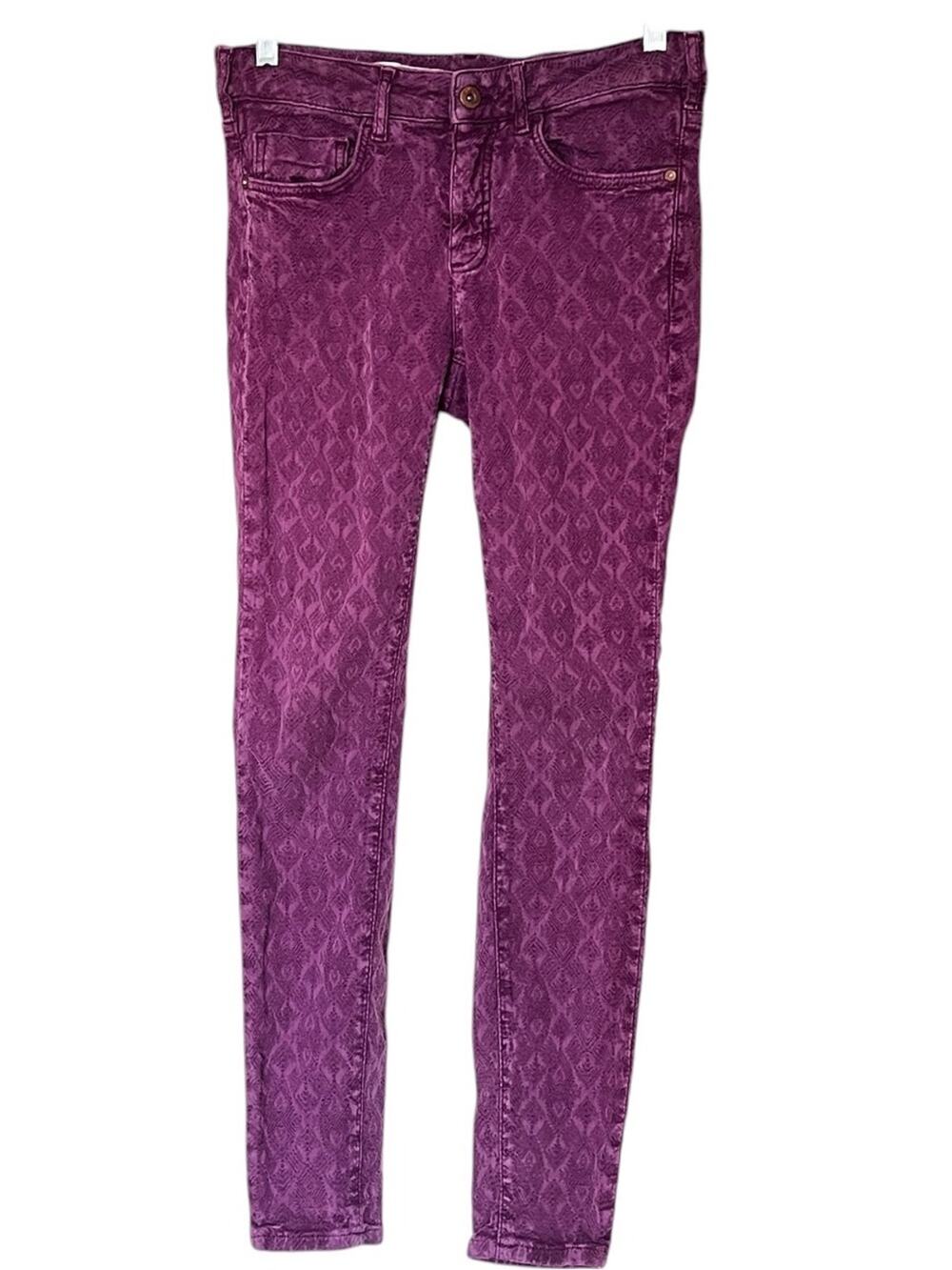 Pilcro and the Letterpress purple diamond textured Script jeans size 25